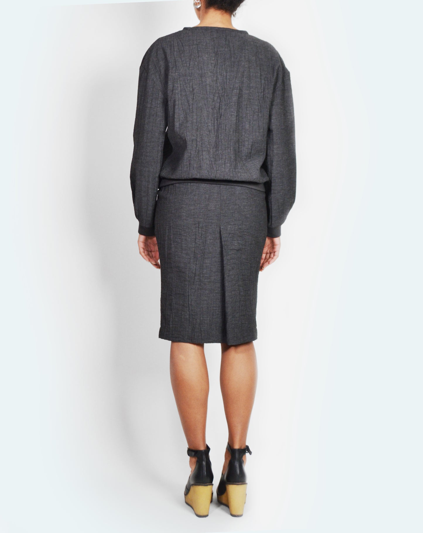 Sweat-shirt en Lainage Gris Texturé