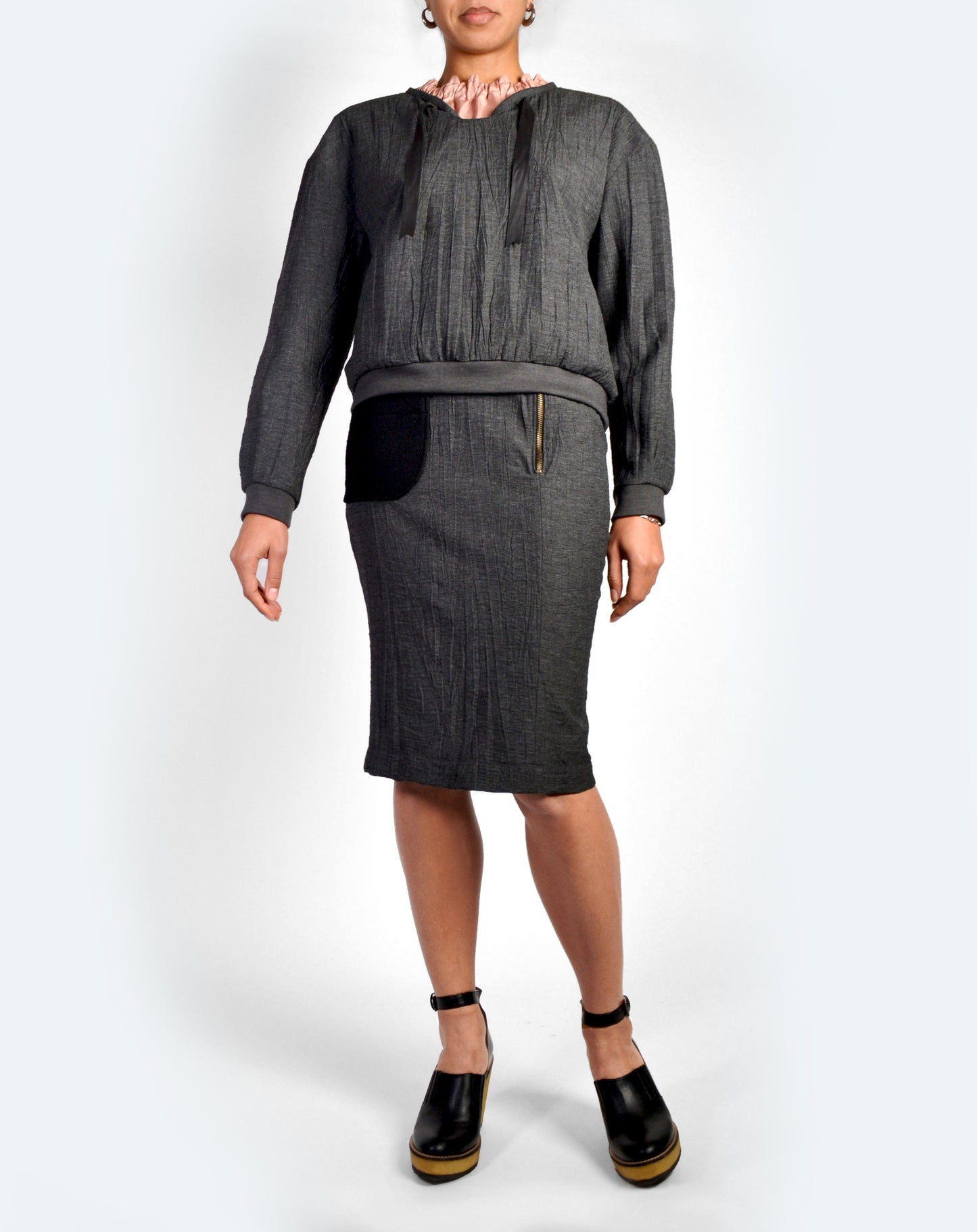 Sweat-shirt en Lainage Gris Texturé