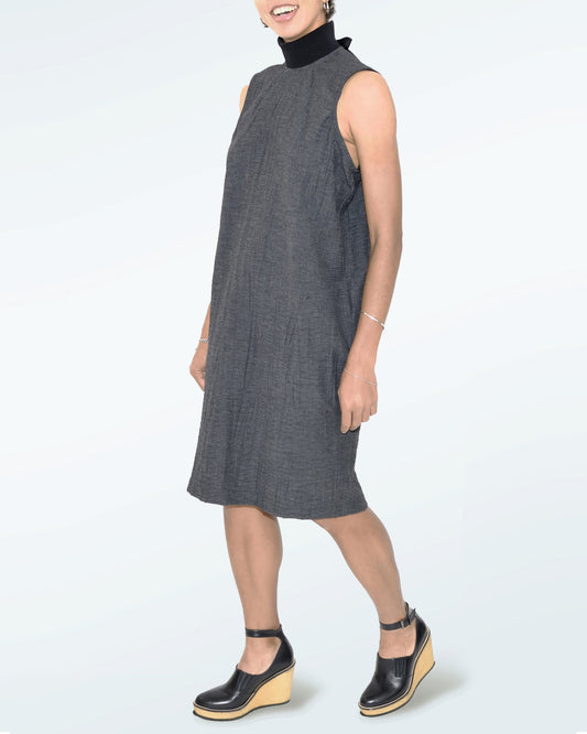 ROBE TEXTUREE A COL GRAPHIQUE en Laine