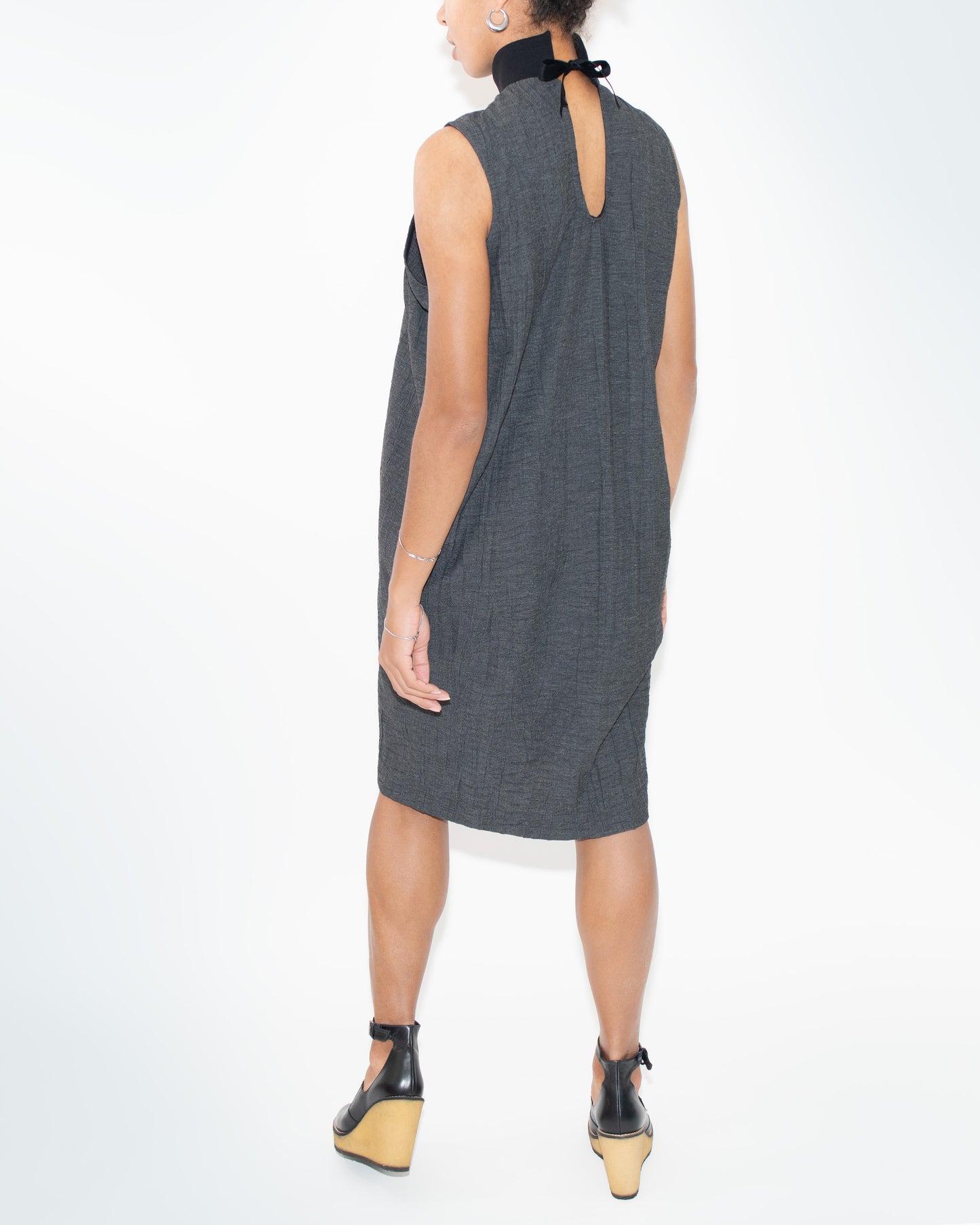 ROBE TEXTUREE A COL GRAPHIQUE en Laine