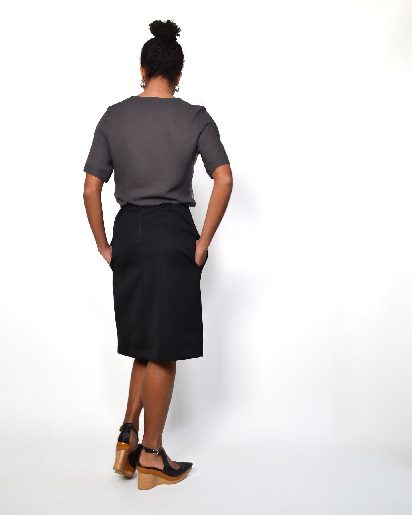 JUPE  EVASEE A PLIS en Laine