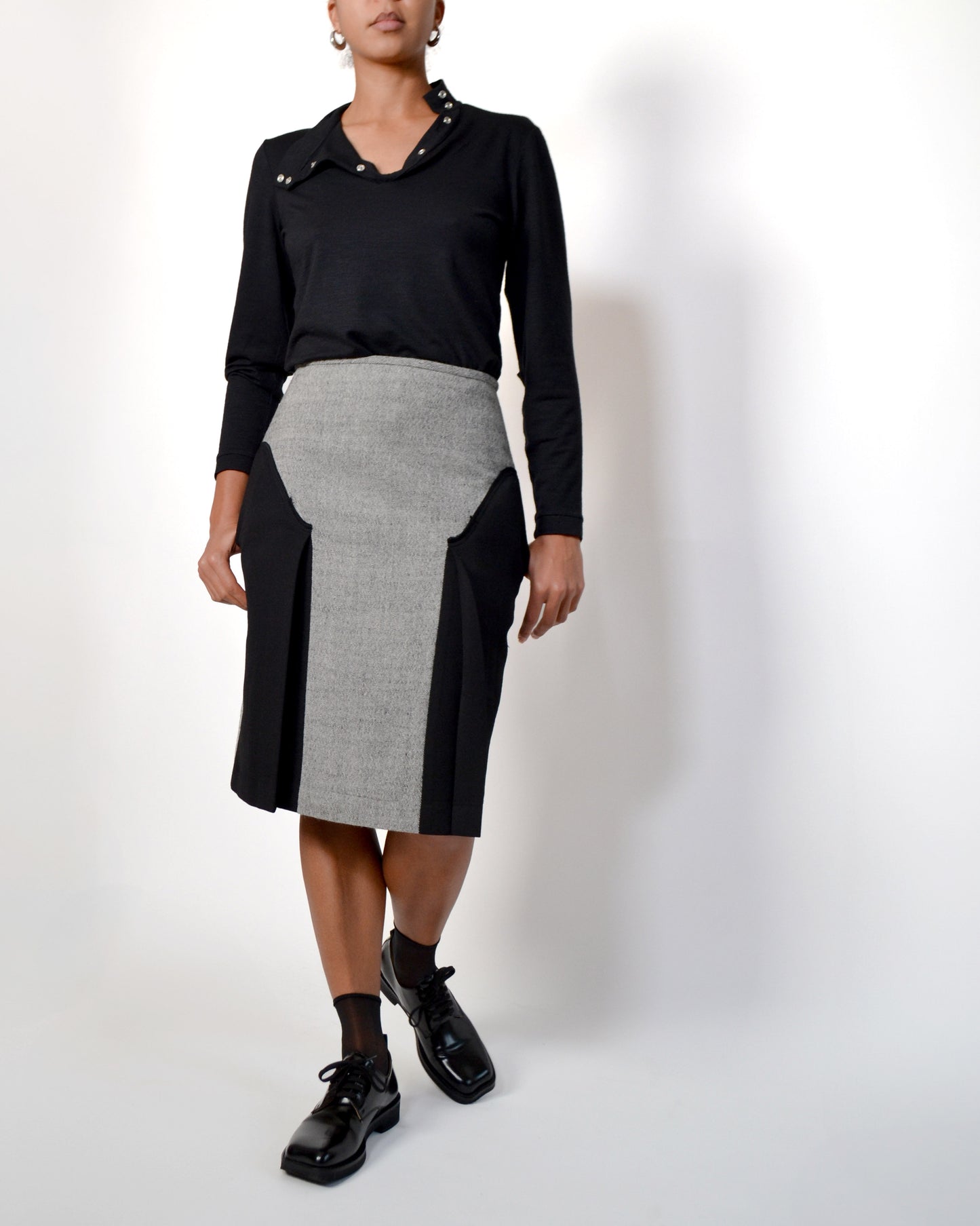 JUPE BICOLORE A PLIS en Laine