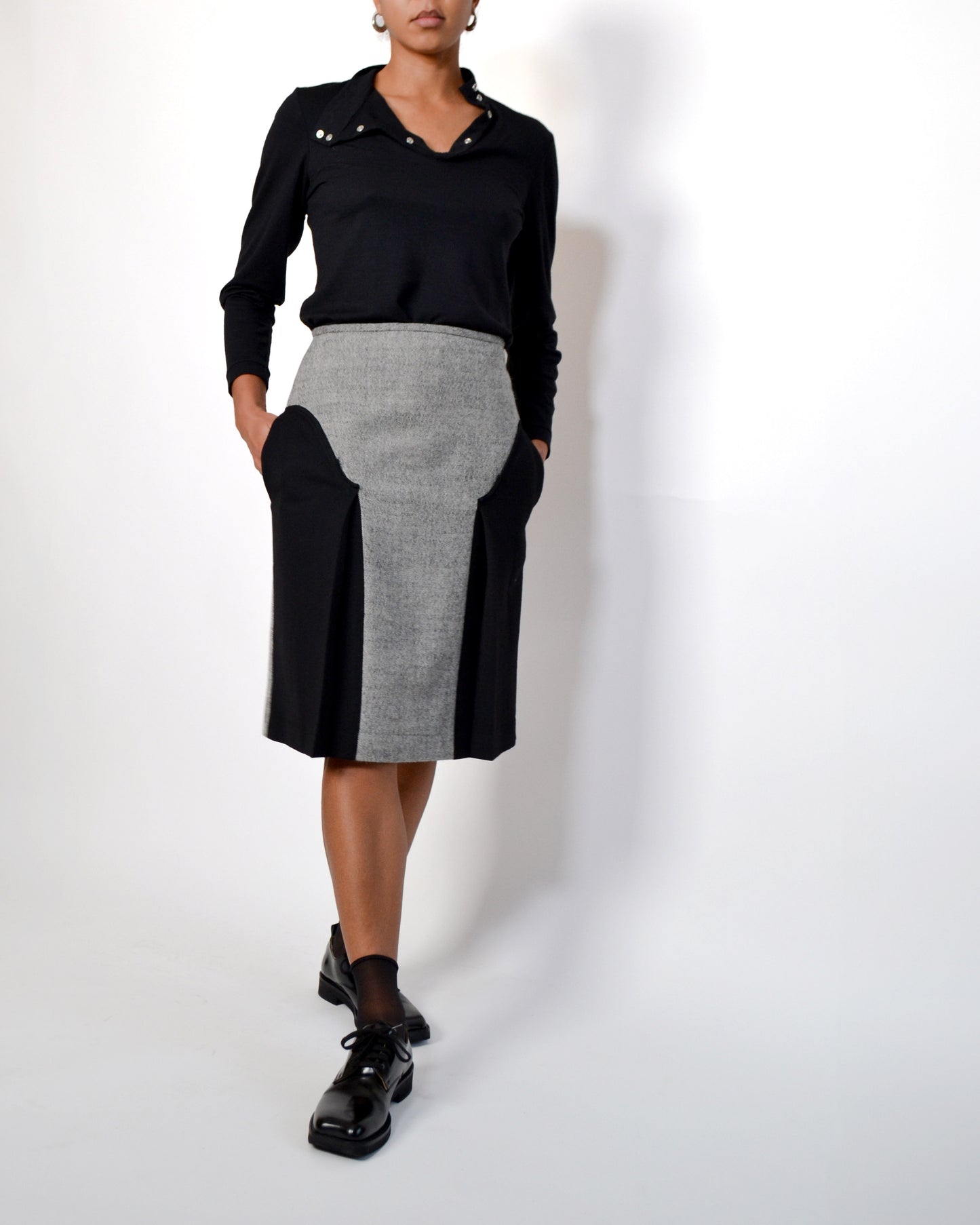 JUPE BICOLORE A PLIS en Laine