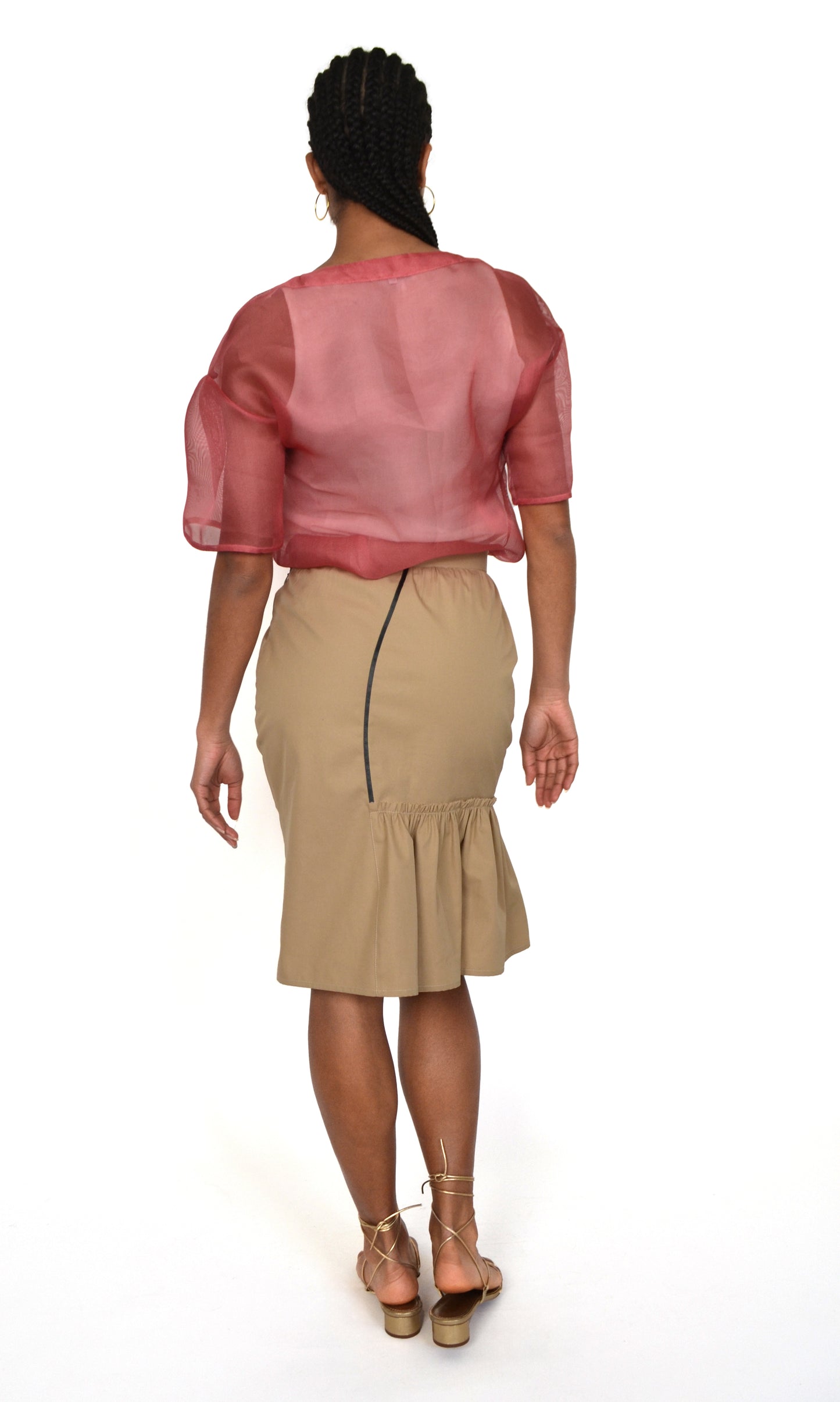 JUPE MIDI EN COTON