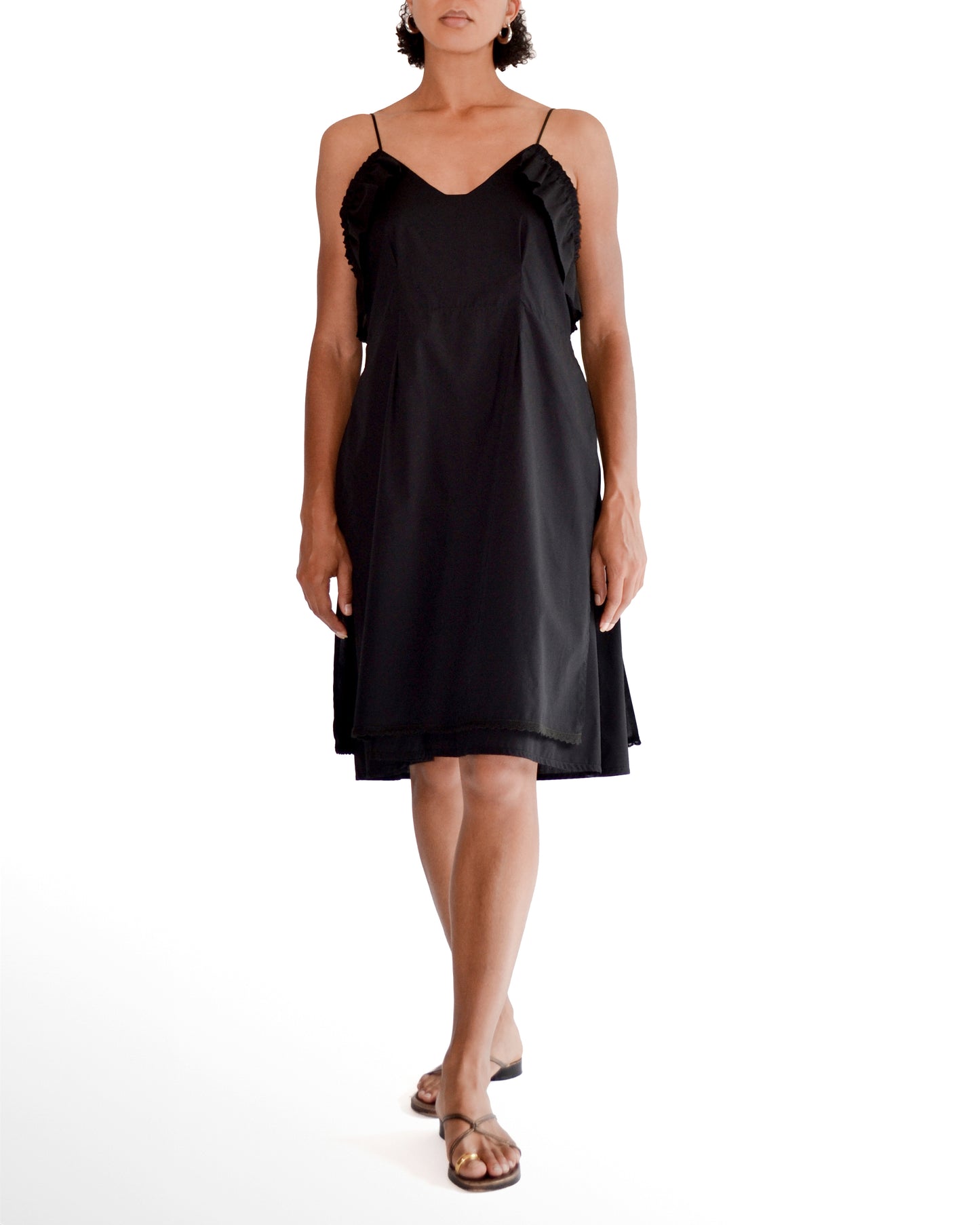 ROBE DOS-NU A VOLANTS en voile de coton