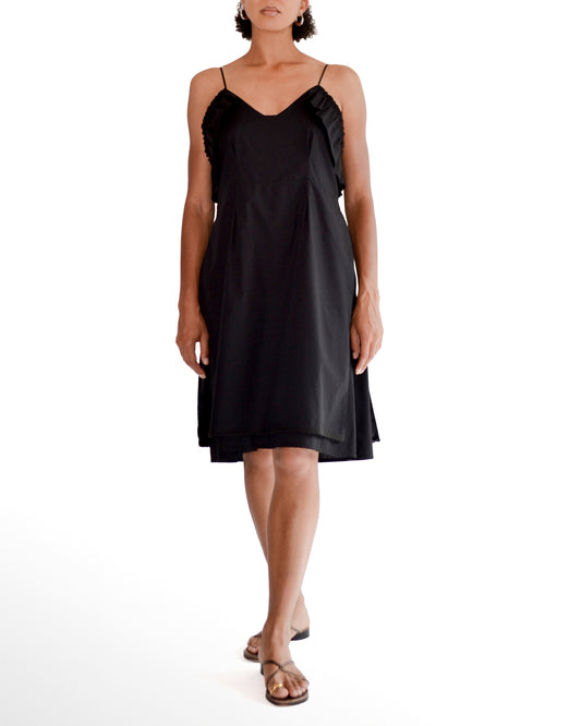 ROBE DOS-NU A VOLANTS en voile de coton
