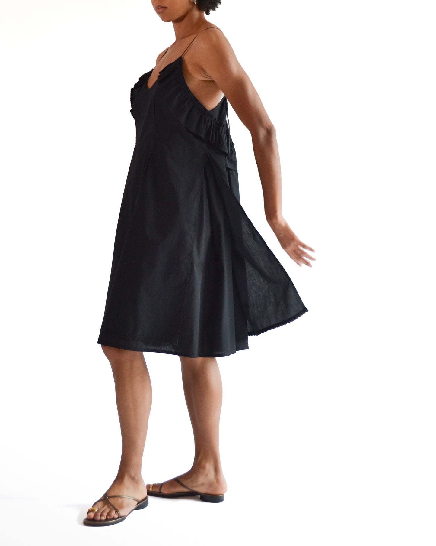 ROBE DOS-NU A VOLANTS en voile de coton