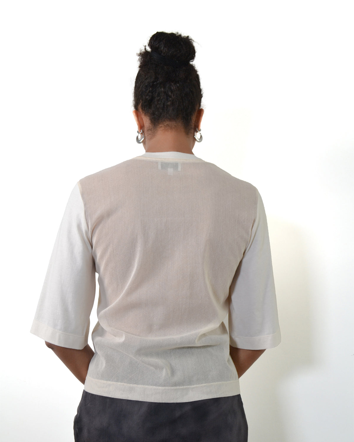 T-SHIRT EN COTON PEIGNE ET TULLE
