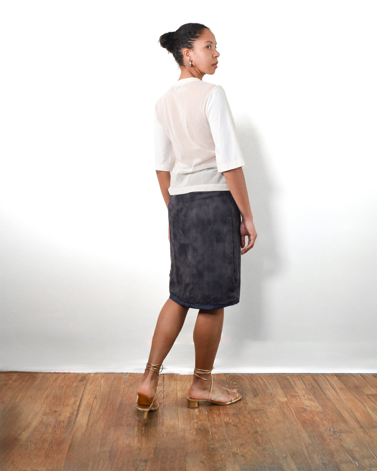 T-SHIRT EN COTON PEIGNE ET TULLE