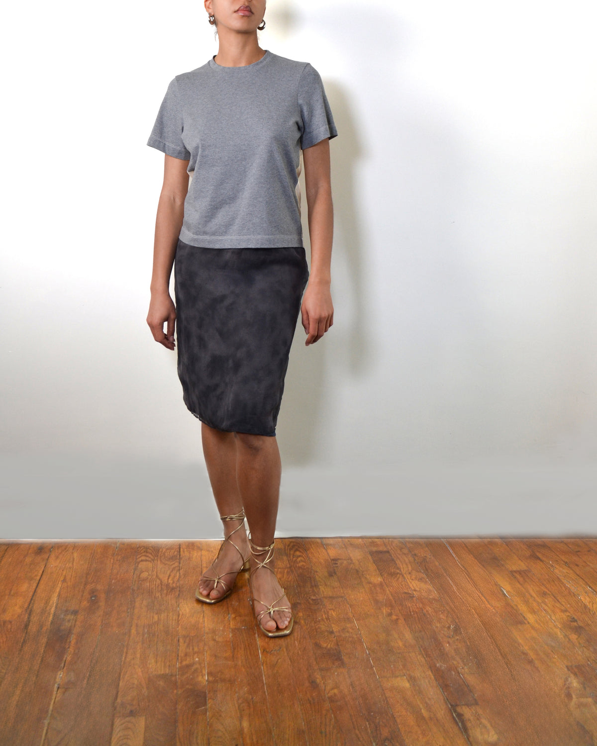 T-SHIRT EN COTON PEIGNE  ET TULLE