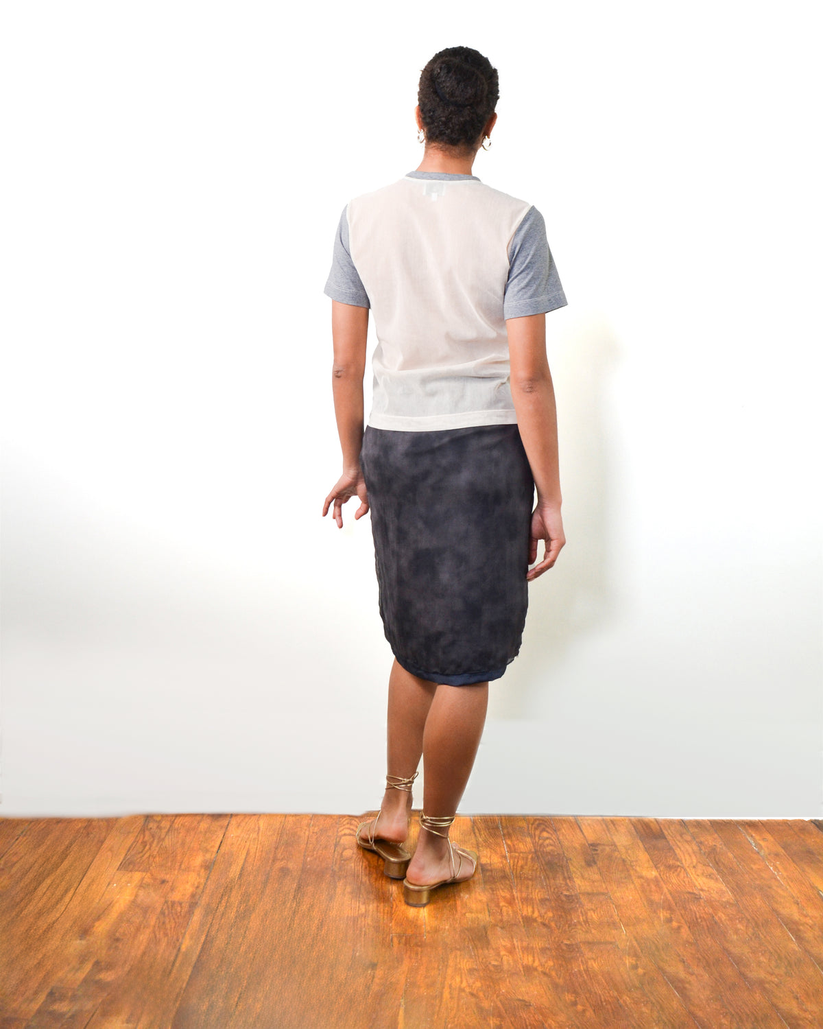 T-SHIRT EN COTON PEIGNE  ET TULLE