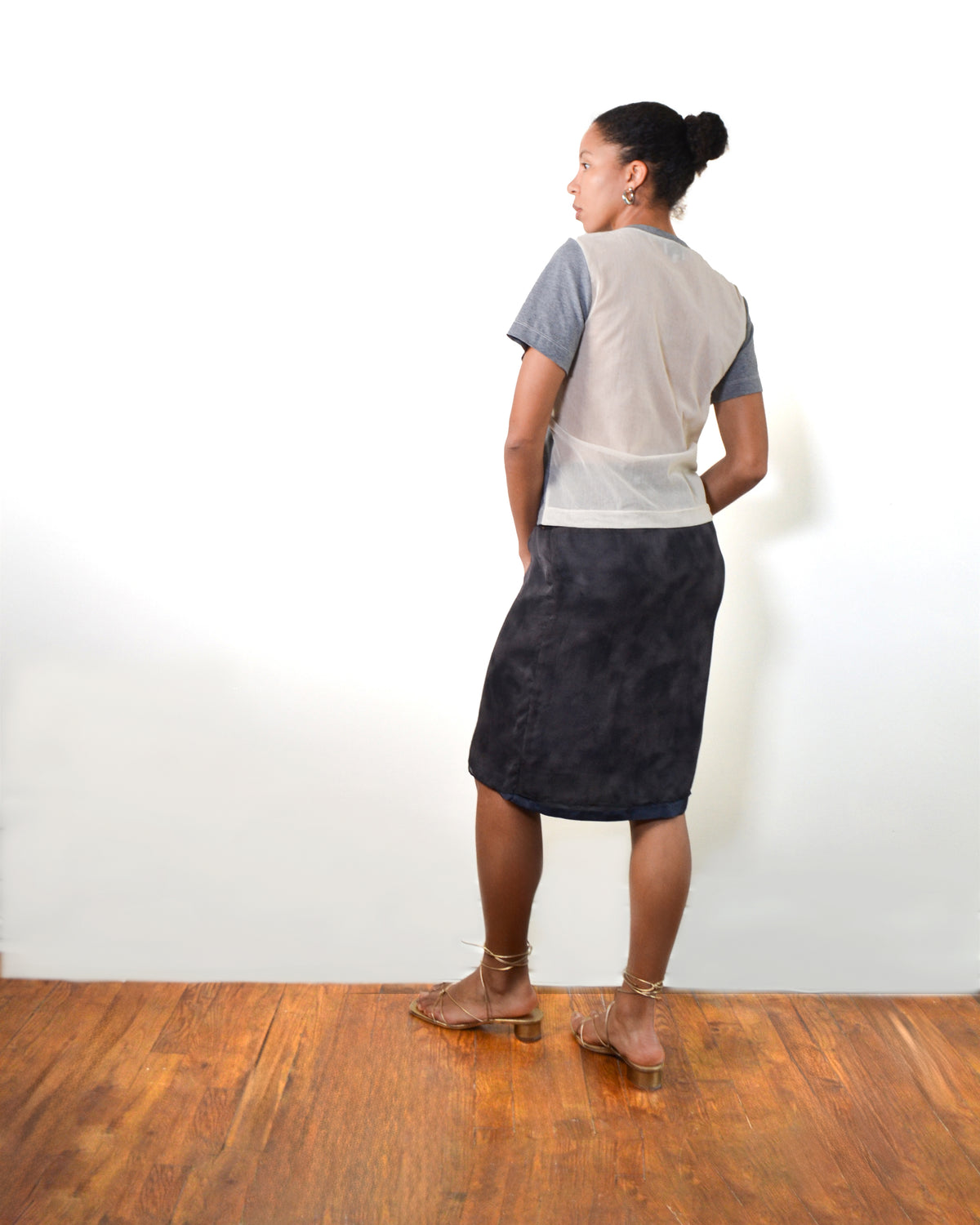 T-SHIRT EN COTON PEIGNE  ET TULLE