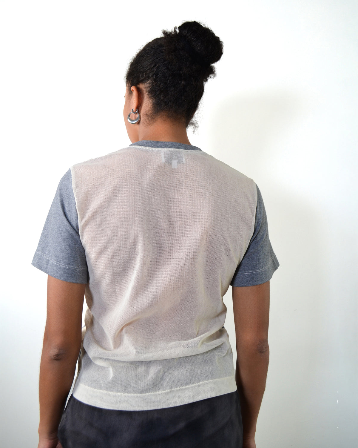 T-SHIRT EN COTON PEIGNE  ET TULLE