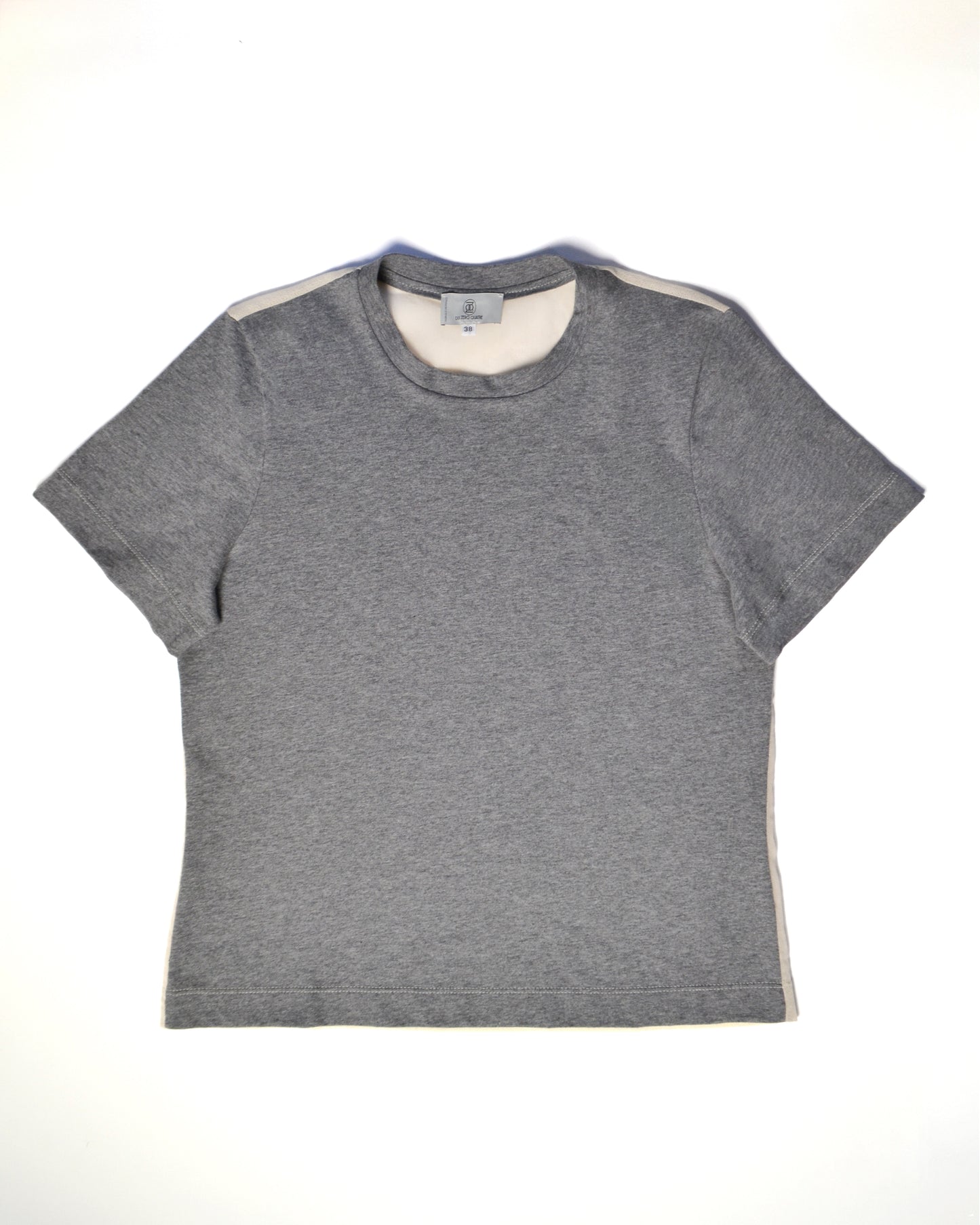 T-SHIRT GRIS CHINE A TULLE en coton